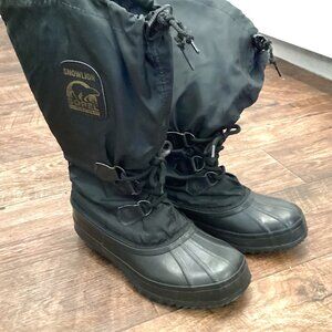 SOREL Winter Snow Boots, Lace Up Black Womens Size 8, Rubber Snowboots